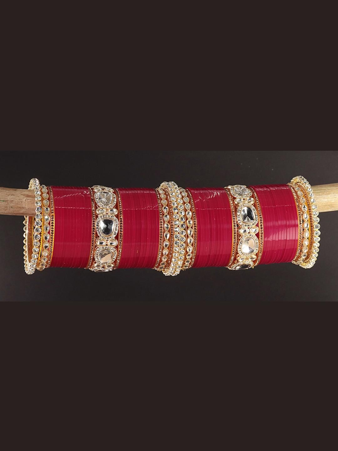Buy ZULKA Metal Bangles Gold Chuda Set For Bridal Women & Girls With Zircon Diamond, Set Of 70 -  - Accessories for Women