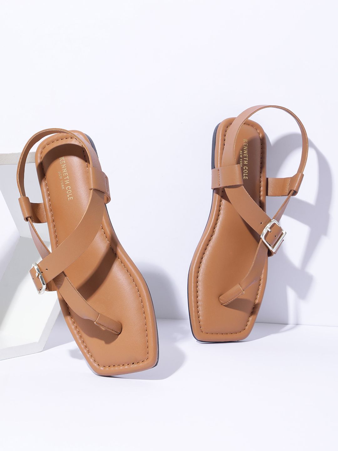 Kenneth Cole Leather Women Open Toe Flats