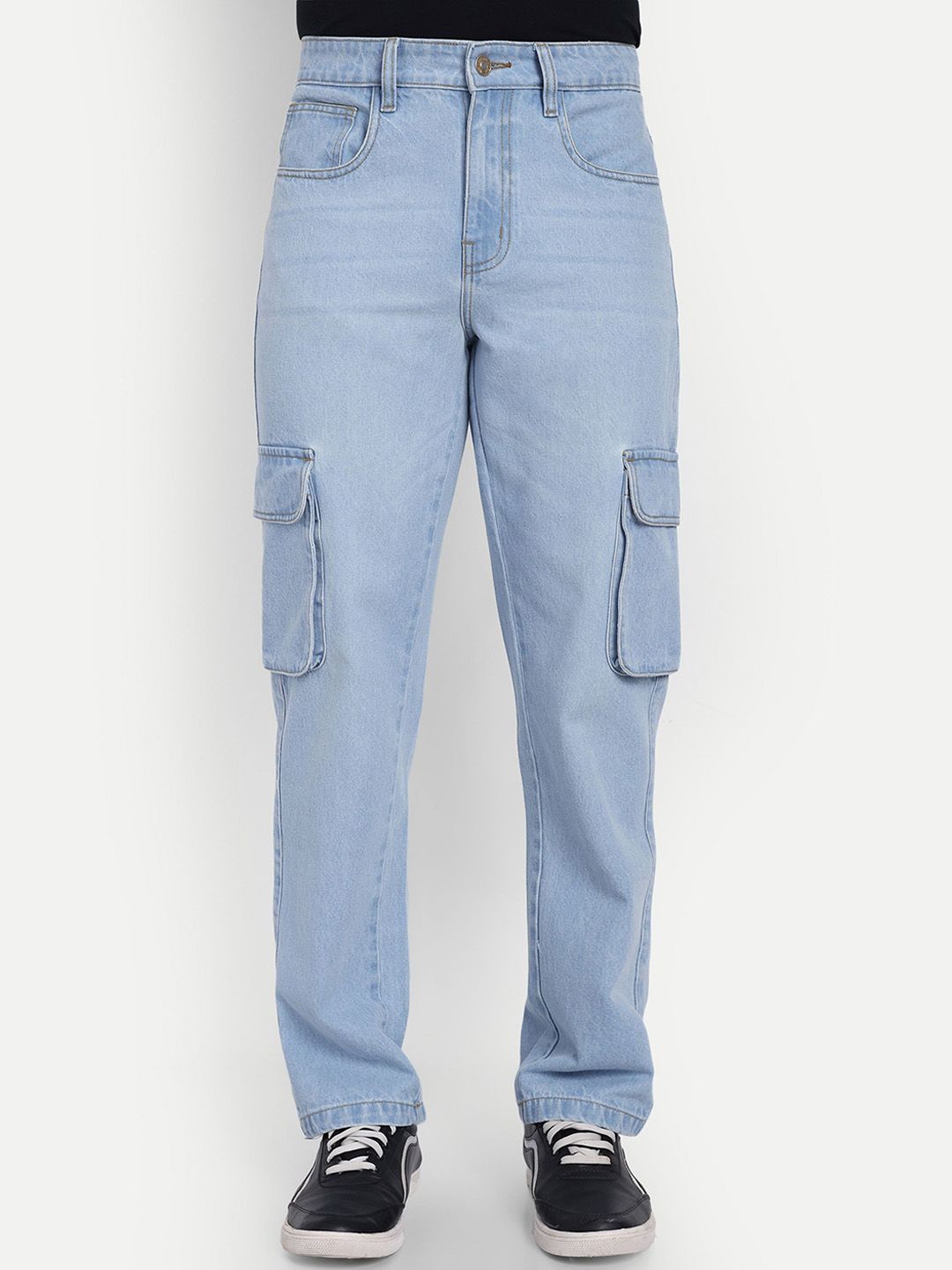 COSMIC Men Relaxed Straight Leg Straight Fit Denim Cargos