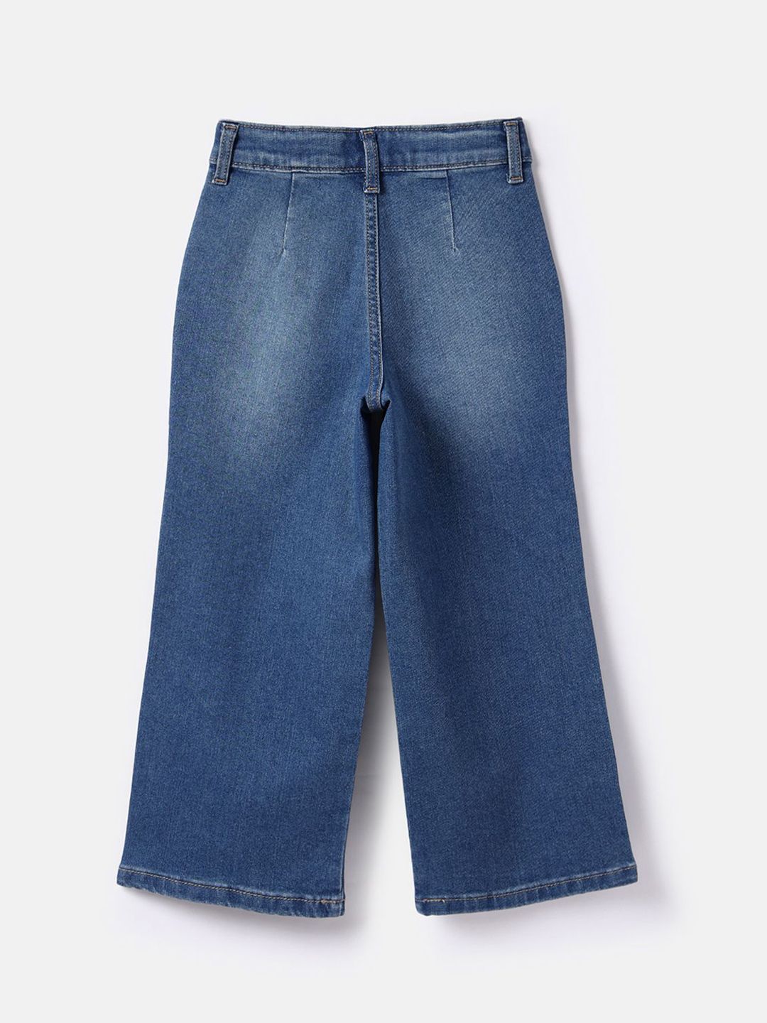 Girls Wide Leg Mid-Rise Low Distress Light Fade Jeans 2