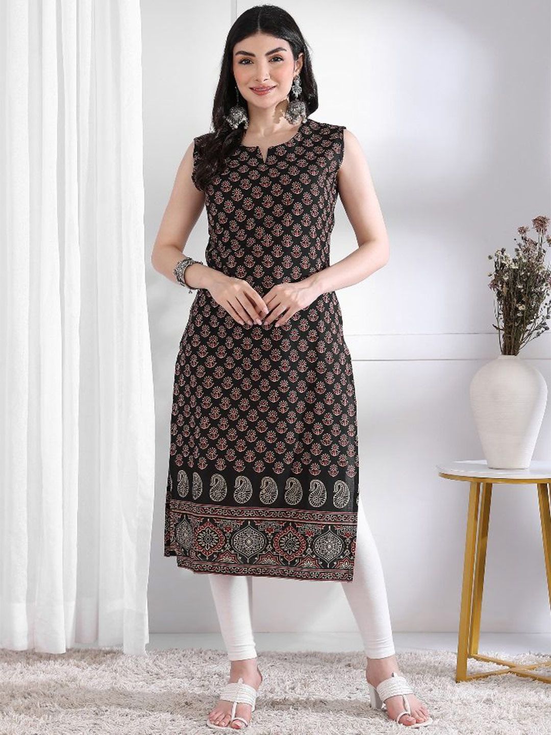 Vbuyz Women Ethnic Motifs Printed Cotton Straight Kurta