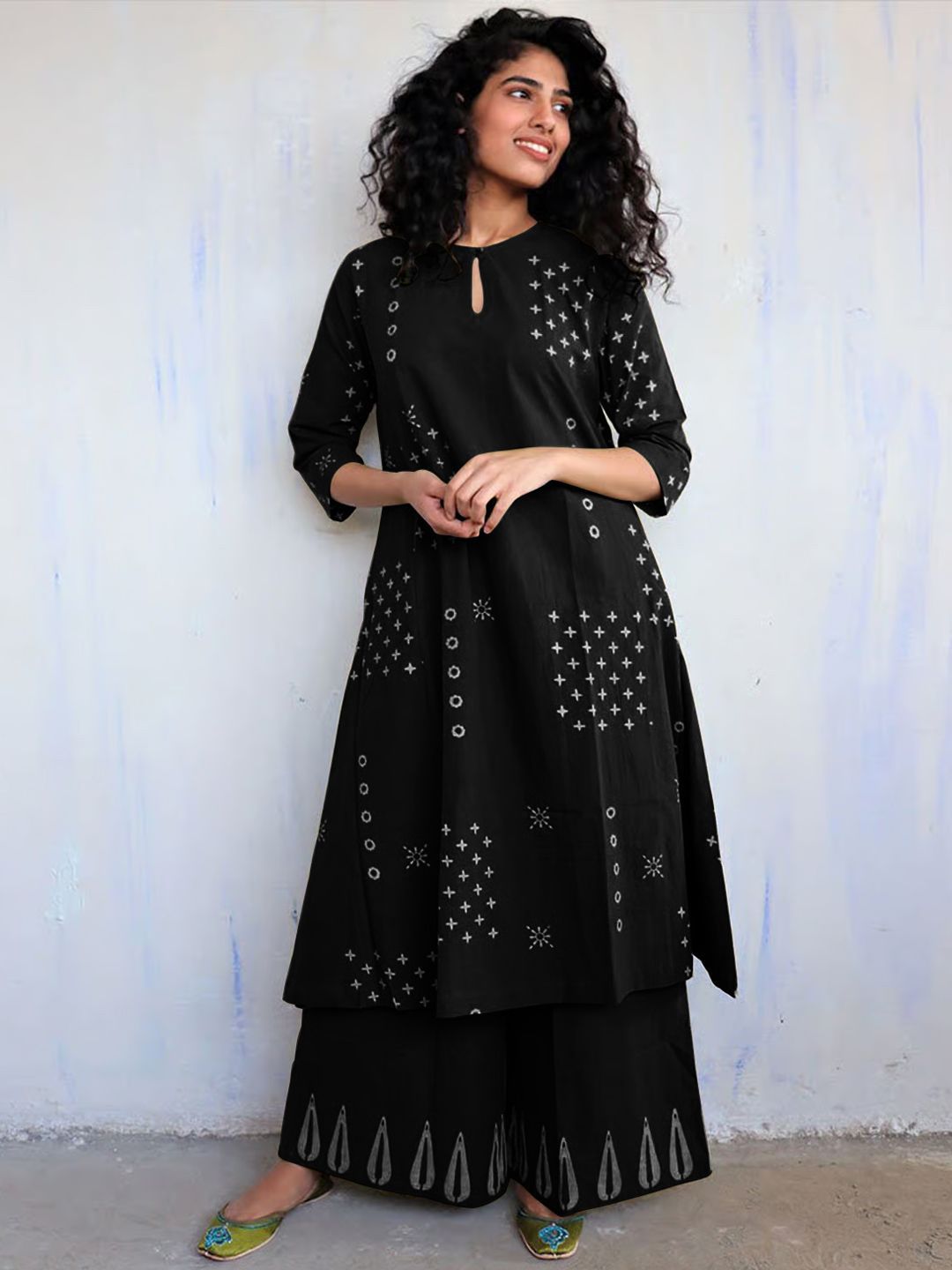Anni Designer Women Keyhole Neck A-Line Kurta with Palazzos