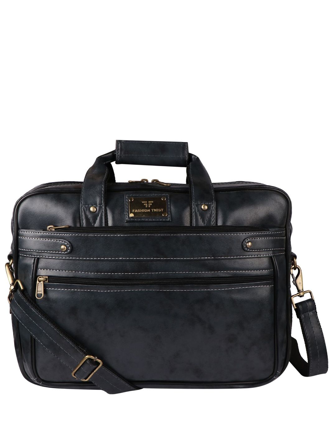 Buy Fashion Twist Men Vegan Leather Padded Laptop Bag With Shoulder Strap -  - Accessories for Men