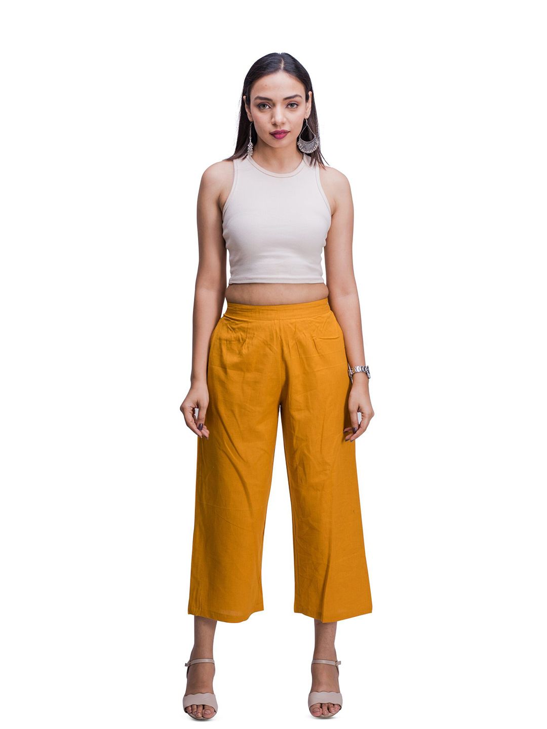 Vivika Women Solid Straight Cotton Palazzos