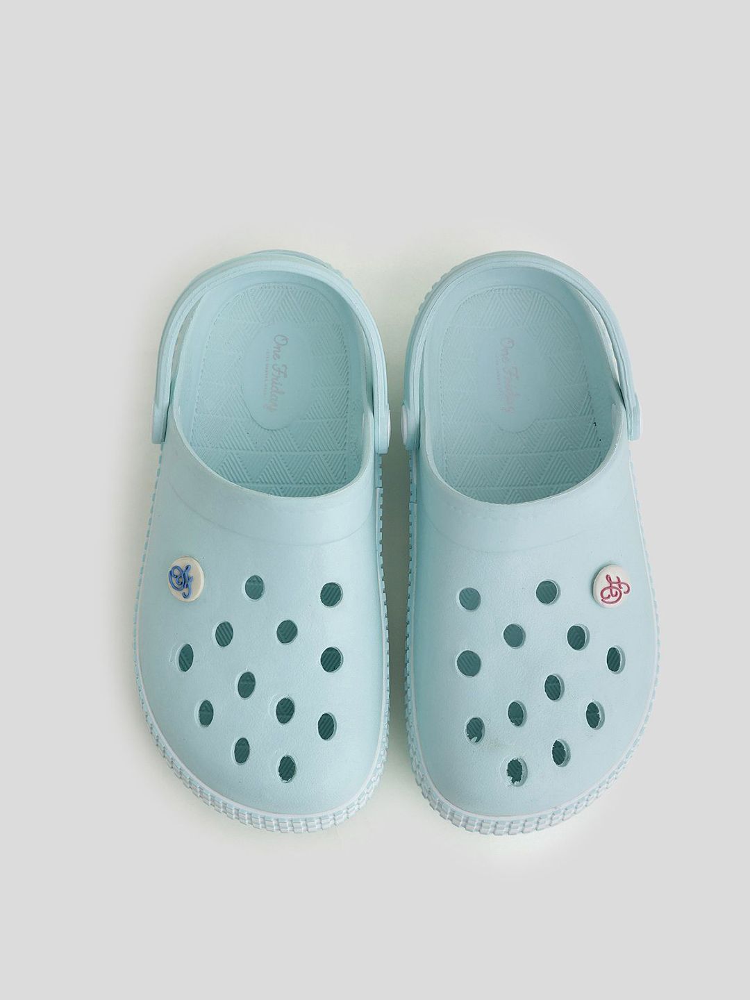 One Friday Kids Aqua Blue Lightweight & Breathable Clogs with Back Strap Flip Flops