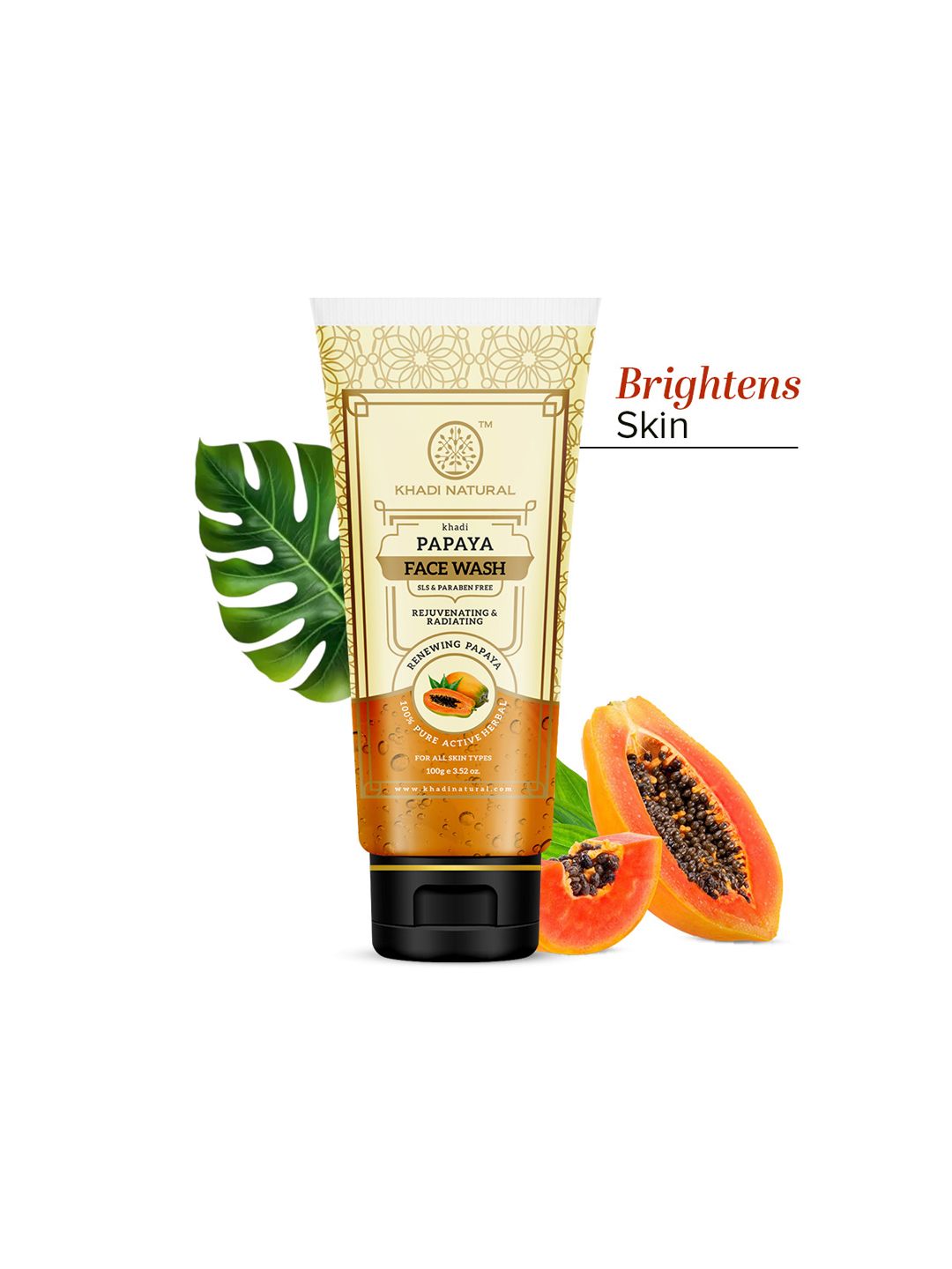 Khadi Natural Papaya Face Wash for Glow & Rejuvenation - 100g