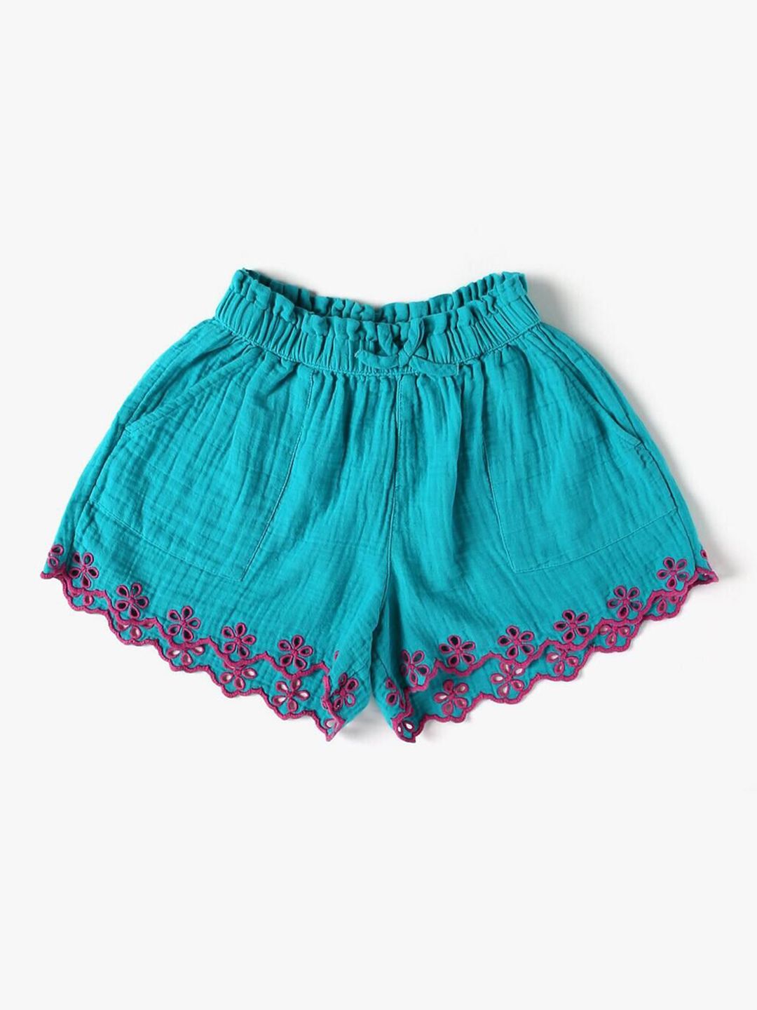 GAP Girls Cut-Work Pattern Regular Fit Mid-Rise Cotton Hot Pants Shorts