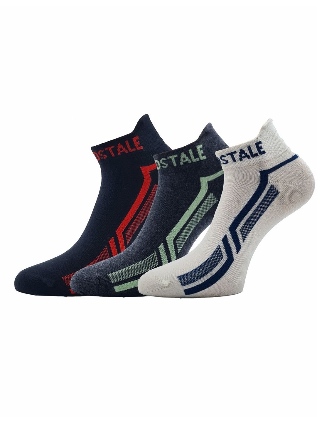 Aeropostale Men Pack Of 3 Patterned Flat Knit Low Cut Tab Ankle Length Socks