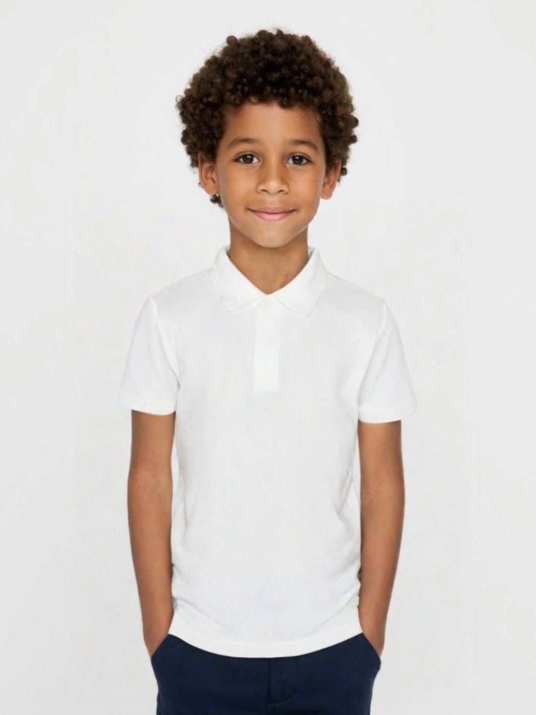 Shajiv Boys Solid Polo Collar Cotton T-shirt
