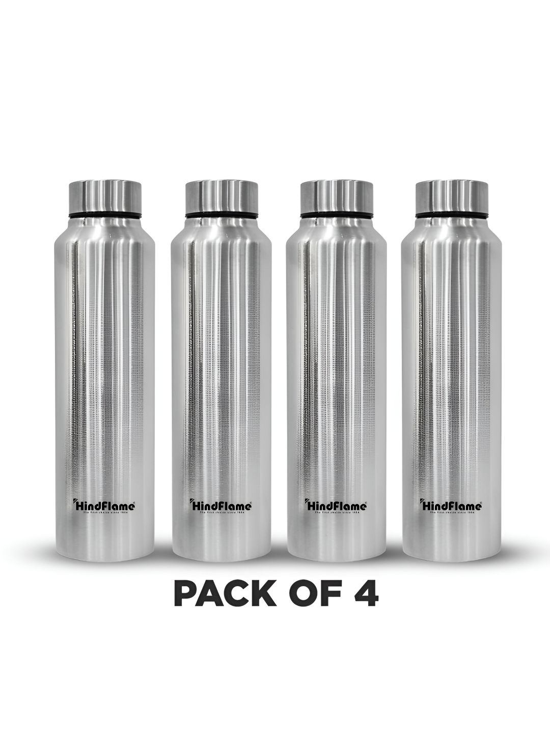Hindflame Silver Steel Pro (Pack of 4) Stainless Steel Wall Vacuum Water Bottle 1000ml