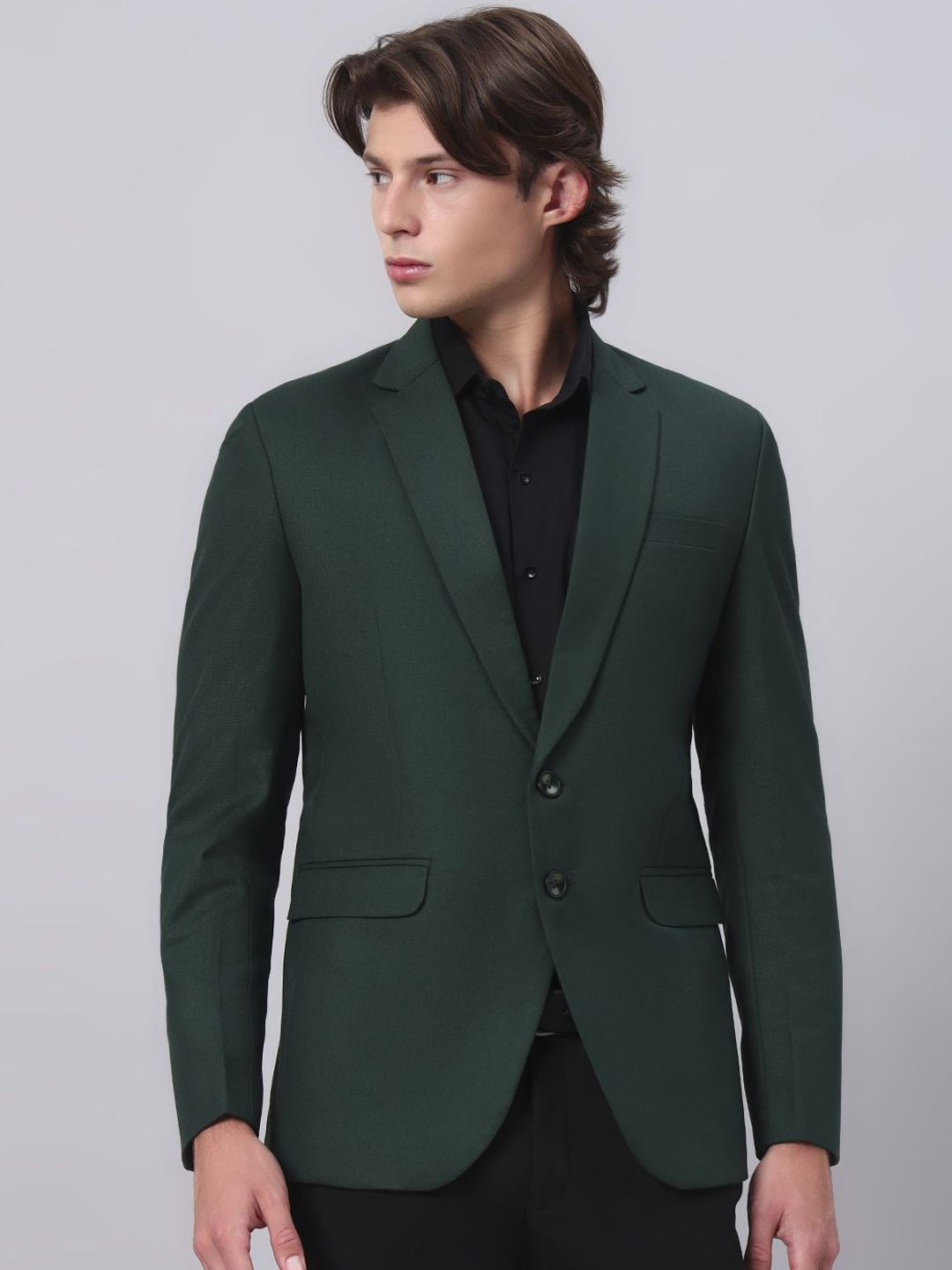 Darelooks Premium Clothing Men Green Slim Fit Single Breasted Party Formal Blazer