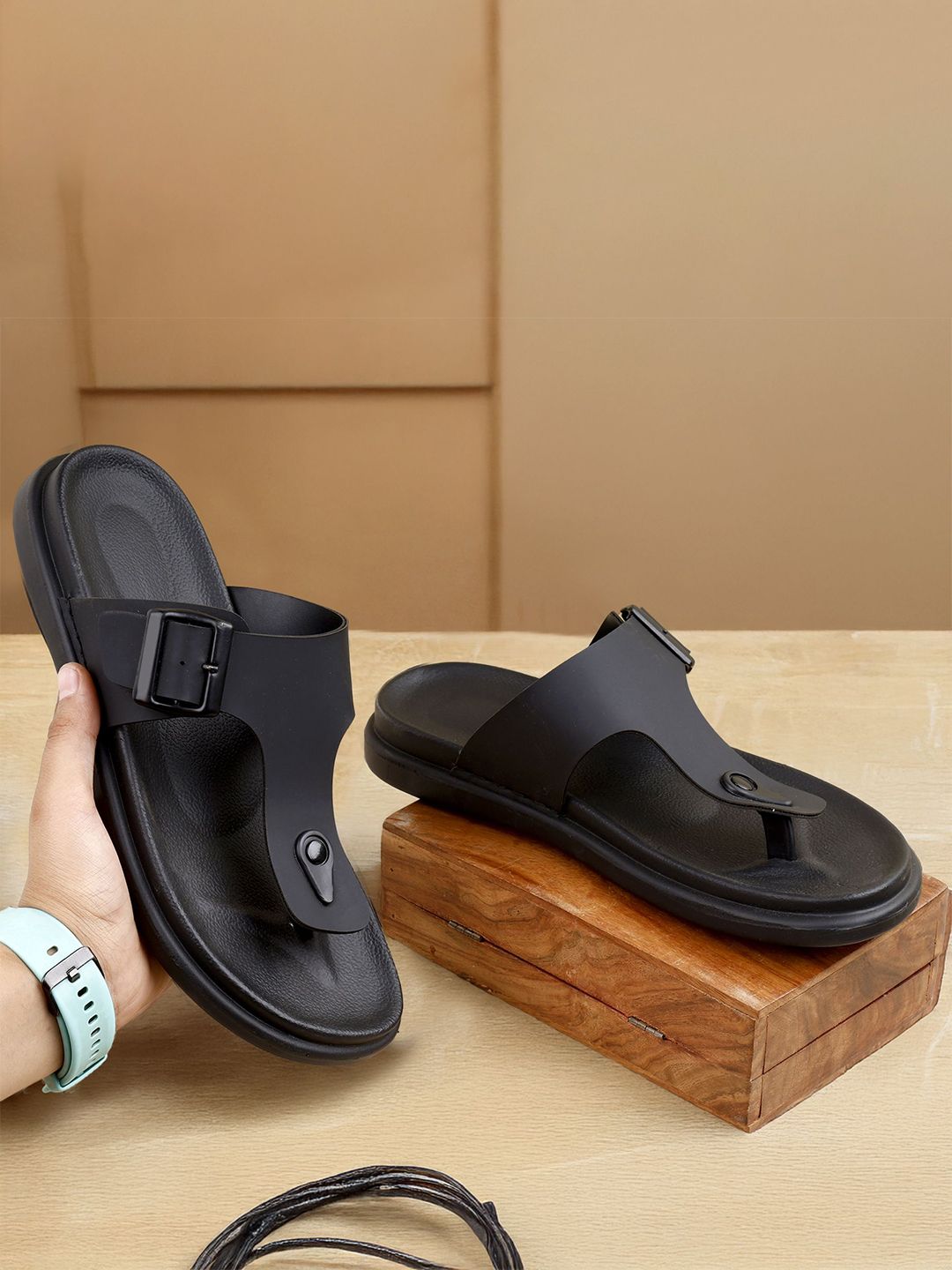 ROCKFIELD Men Leather Comfort Sandals