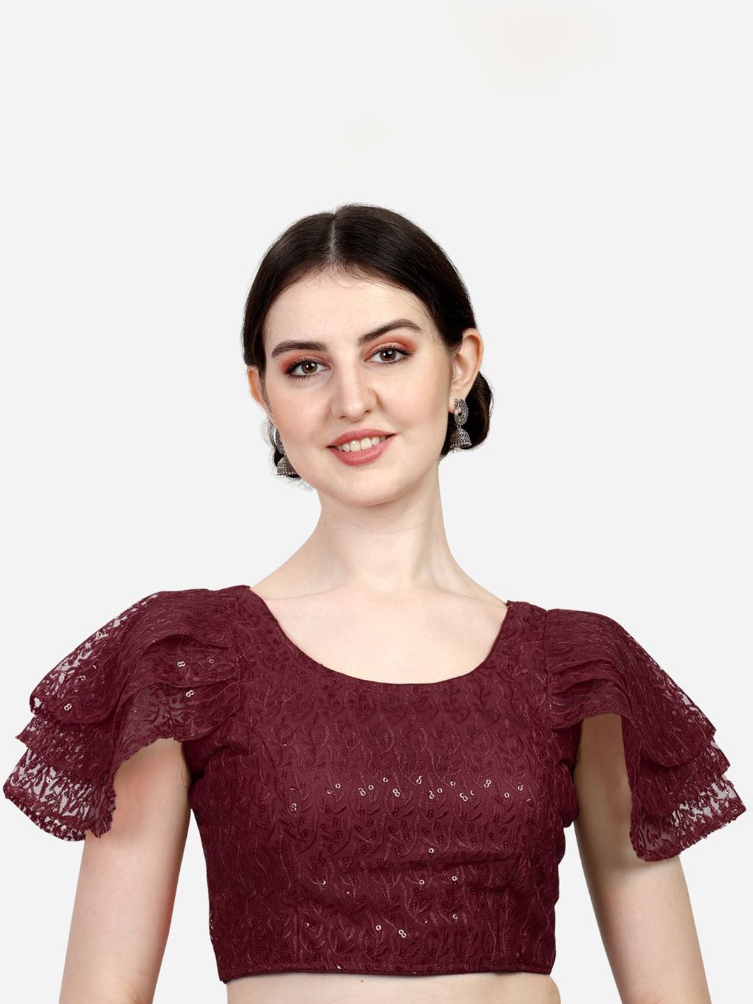 HERE&NOW Ruffle Readymade Saree Blouse