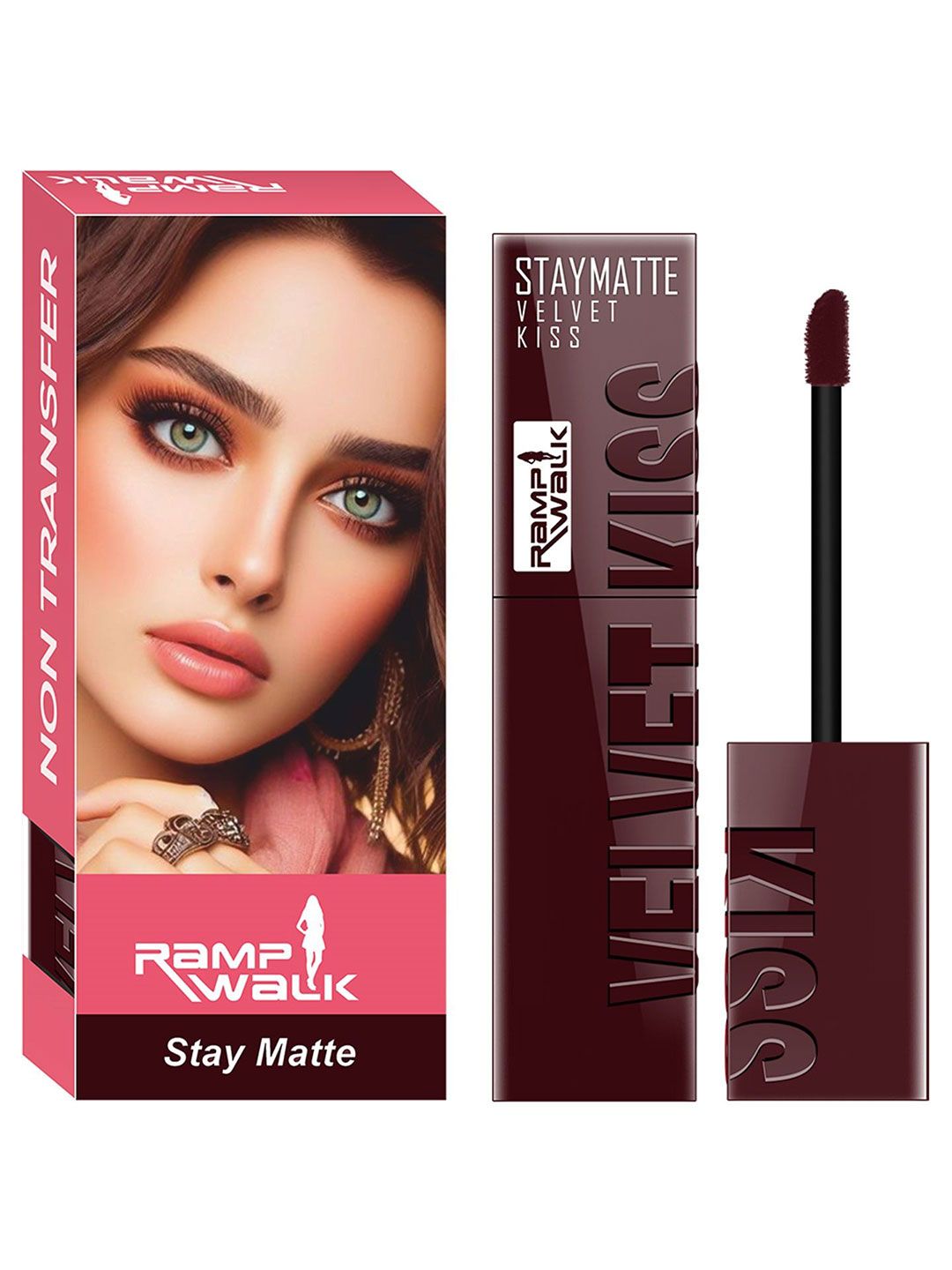 Ramp Walk Velvet Kiss Waterproof Liquid Lipstick - 3.5 ml - Maroon 02