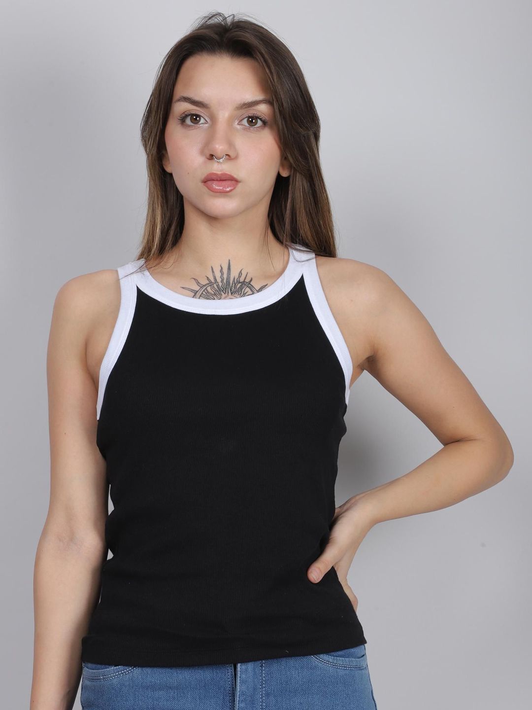 SWISHIN Women Cotton Ribbed Tank Top
