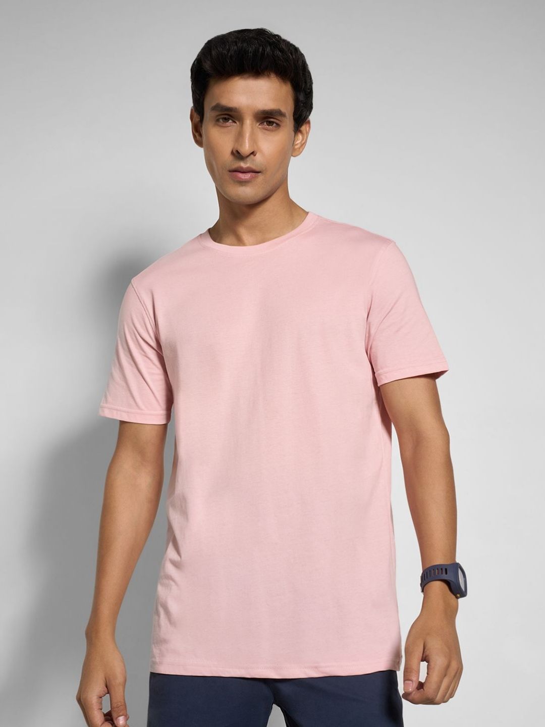 Peregrine by Pantaloons Men Solid Round Neck Pure Cotton T-shirt