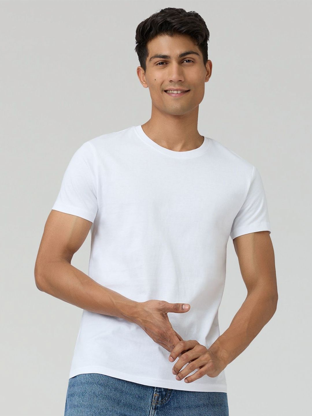 URBANICE Men Solid Round Neck Cotton T-shirt