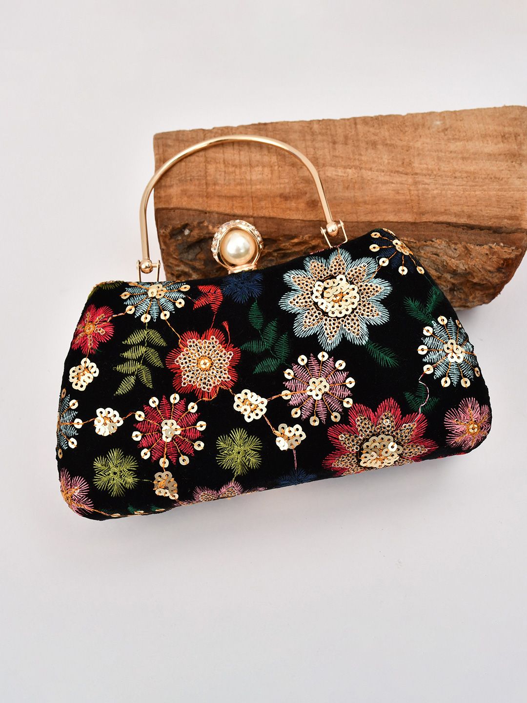 FOR THE BEAUTIFUL YOU Embroidered Box Clutch