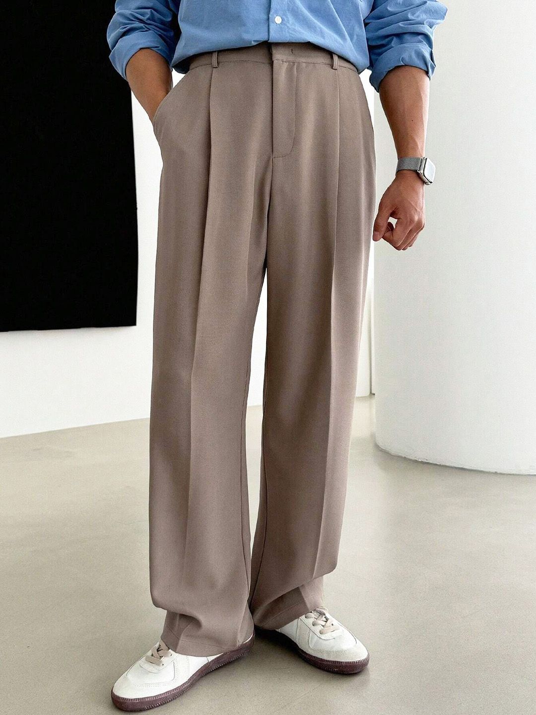 Stylecast X Kotty Men Relaxed Fit High-Rise Wide Leg Trousers