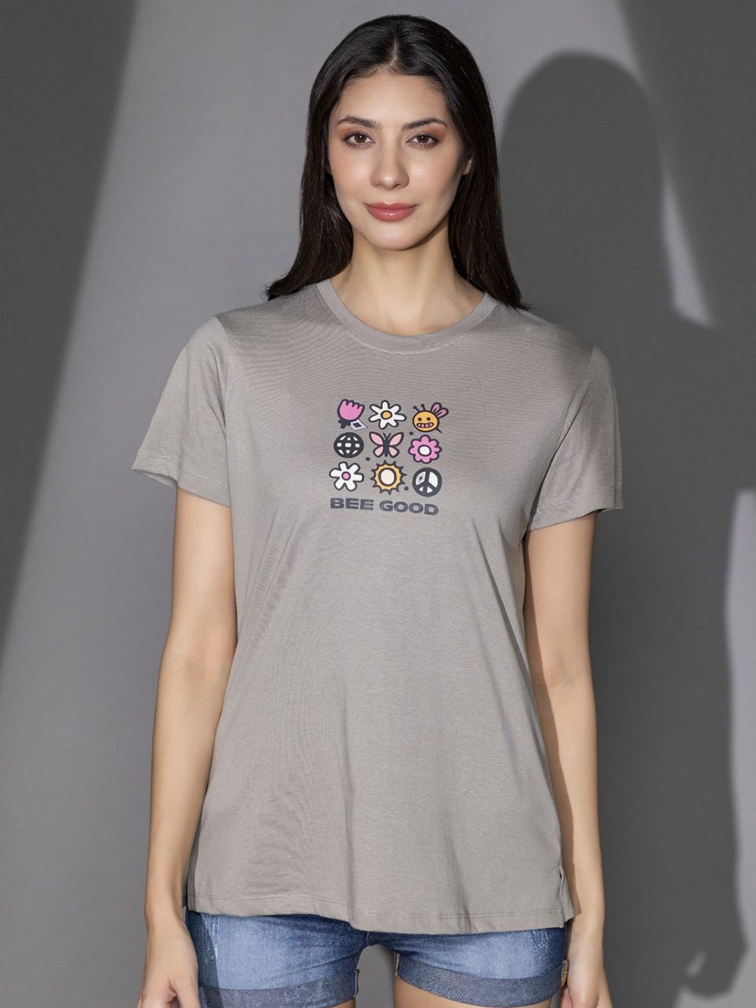 TITTLI Women Graphic Printed Round Neck Cotton T-shirt