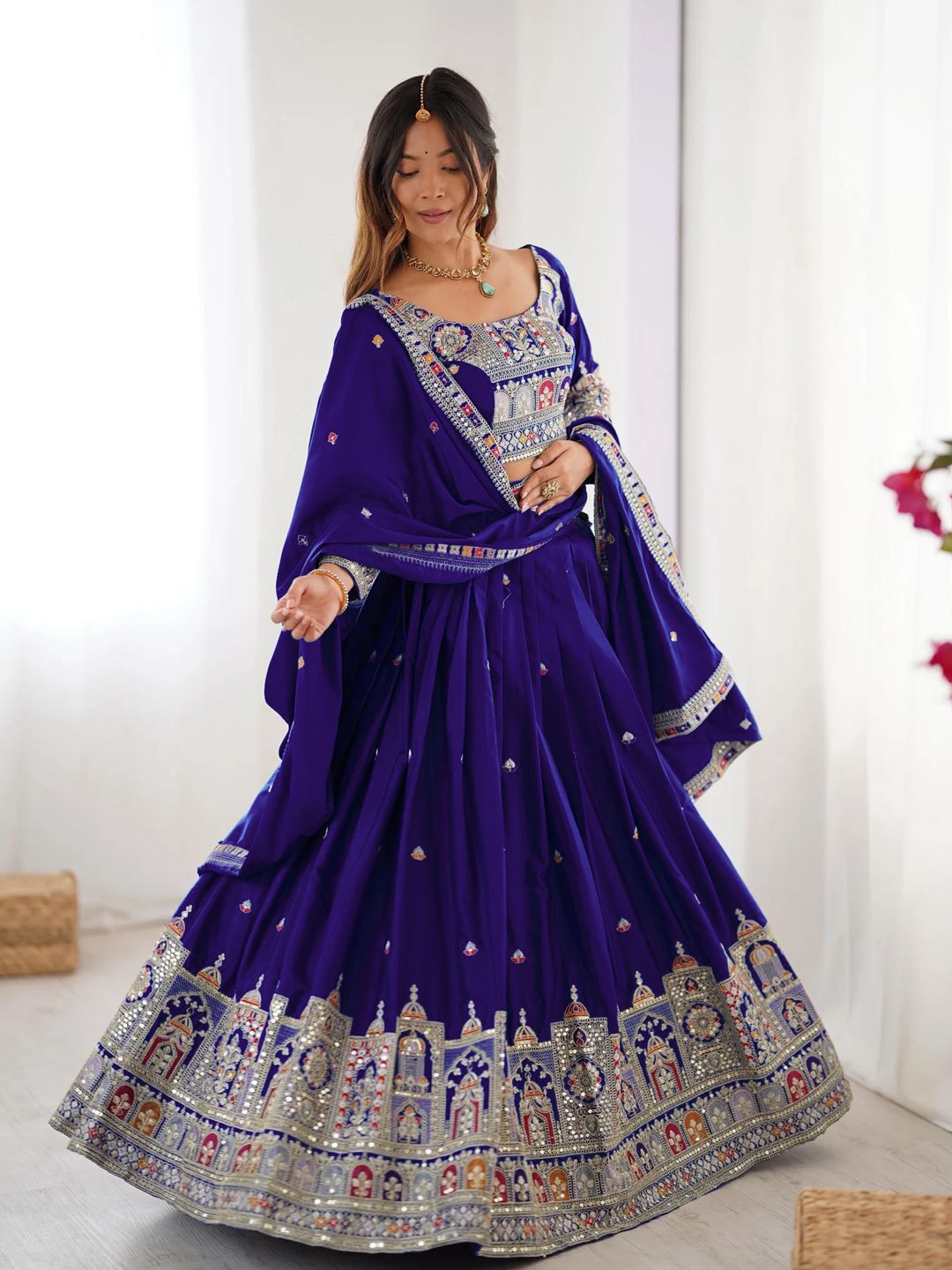 Jogmaya Fashion Embroidered Semi-Stitched Lehenga & Unstitched Blouse With Dupatta