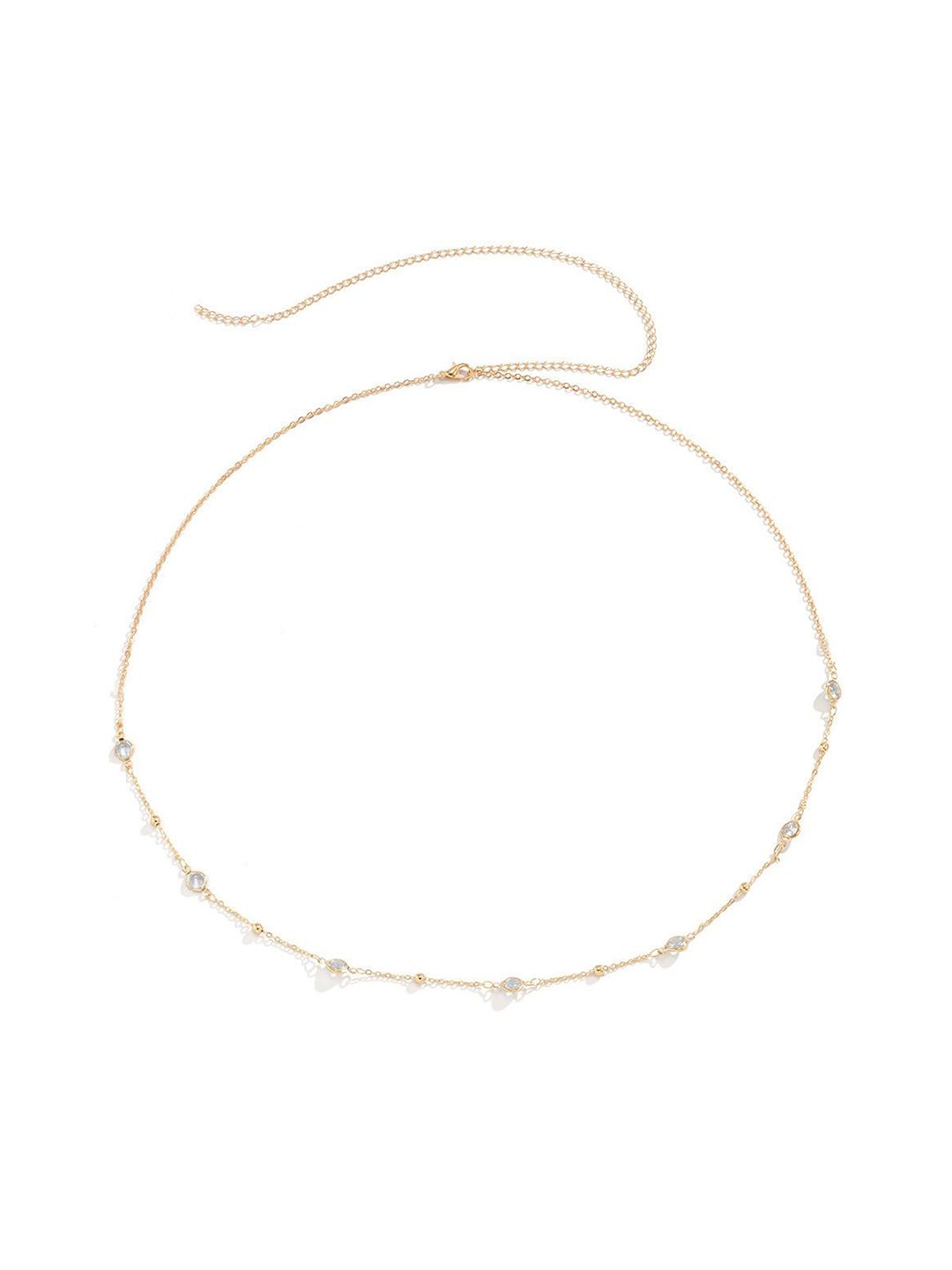 Fabme Women Gold-Plated Stones-Studded Waist Chain