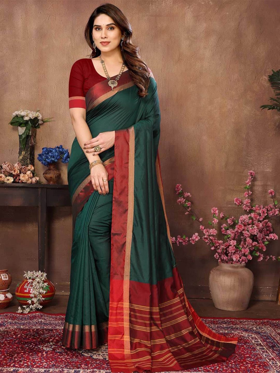 IndianRang Zari Saree with Blouse Piece
