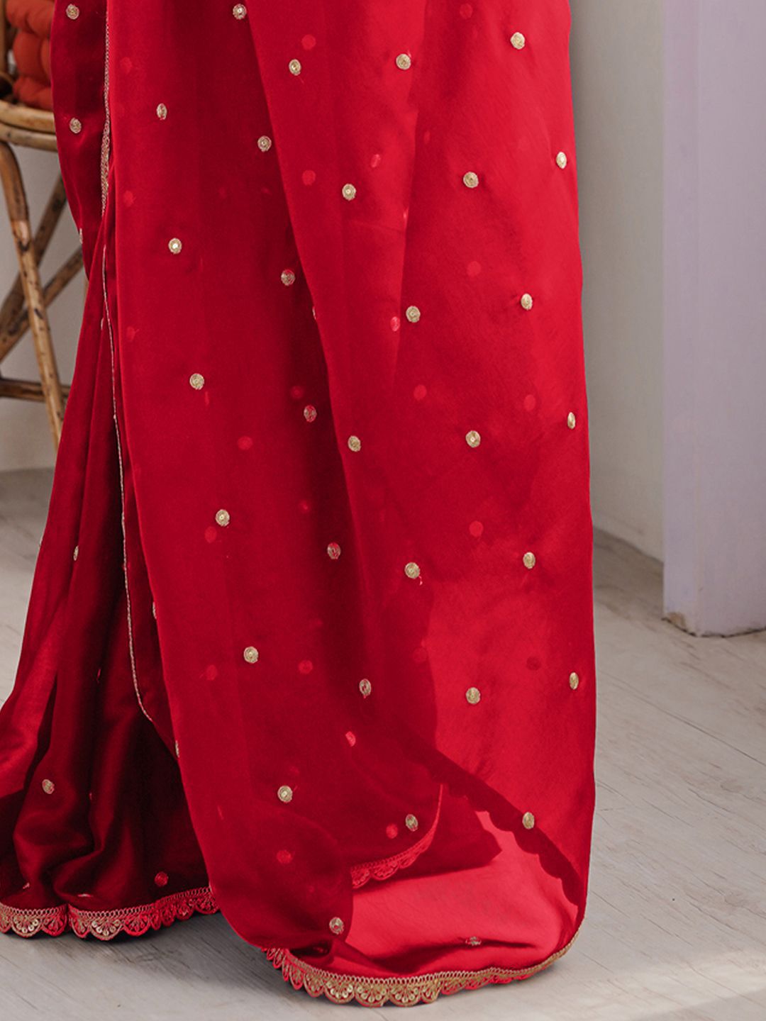 Embellished Sequinned Floral Pure Georgette Saree 6