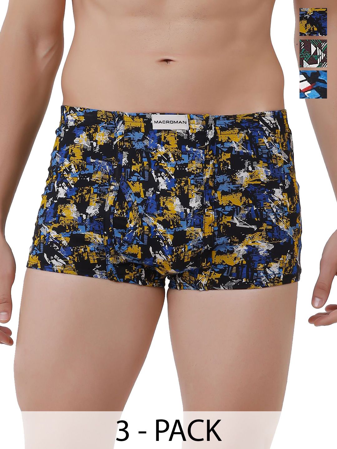 Macroman Pack Of 2 Assorted Printed Mid-Rise Short Trunk