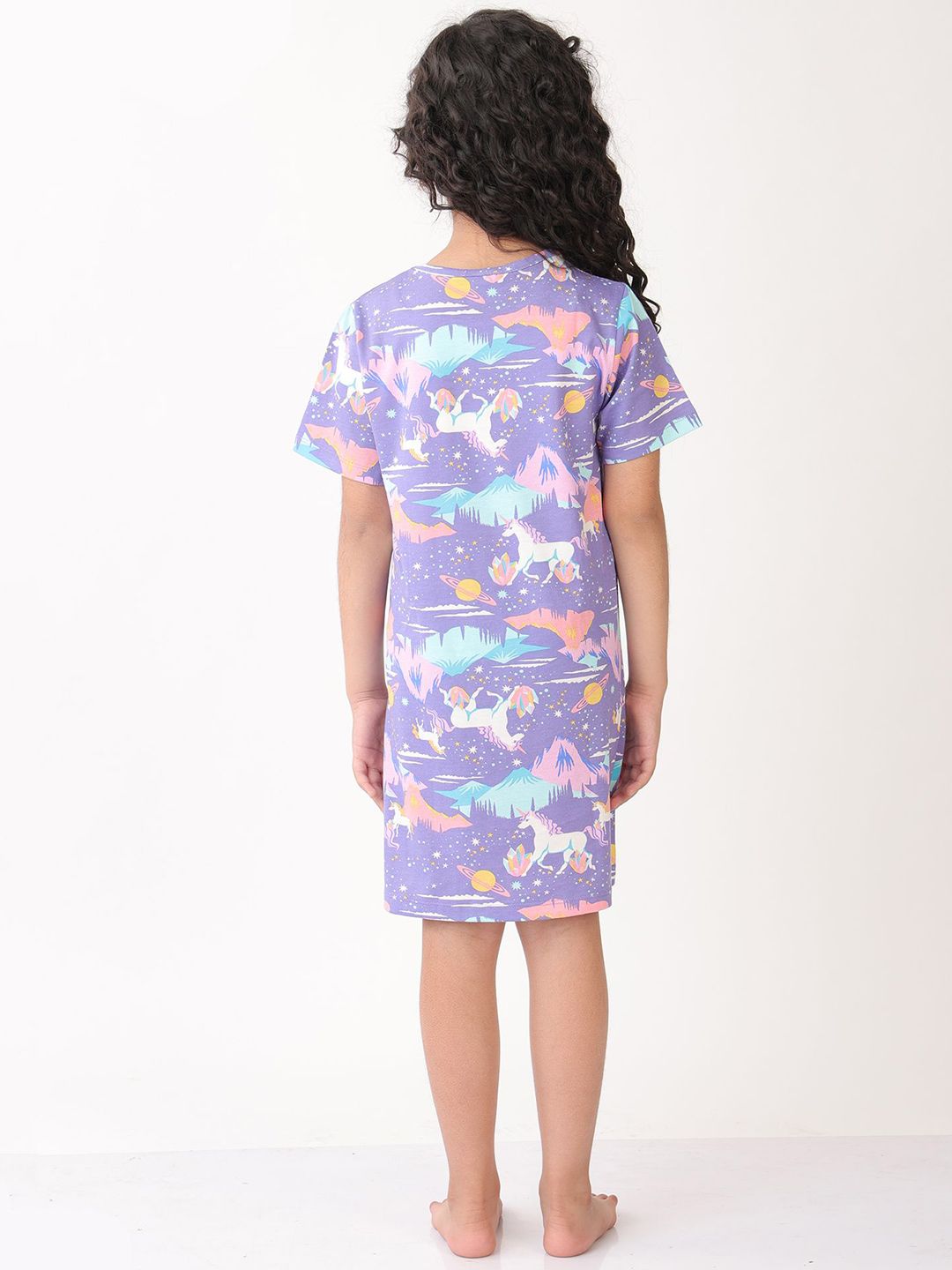 Girl Pack Of 3 Unicorn Star, Ice cream and Unicorn Planet Night Dress 6