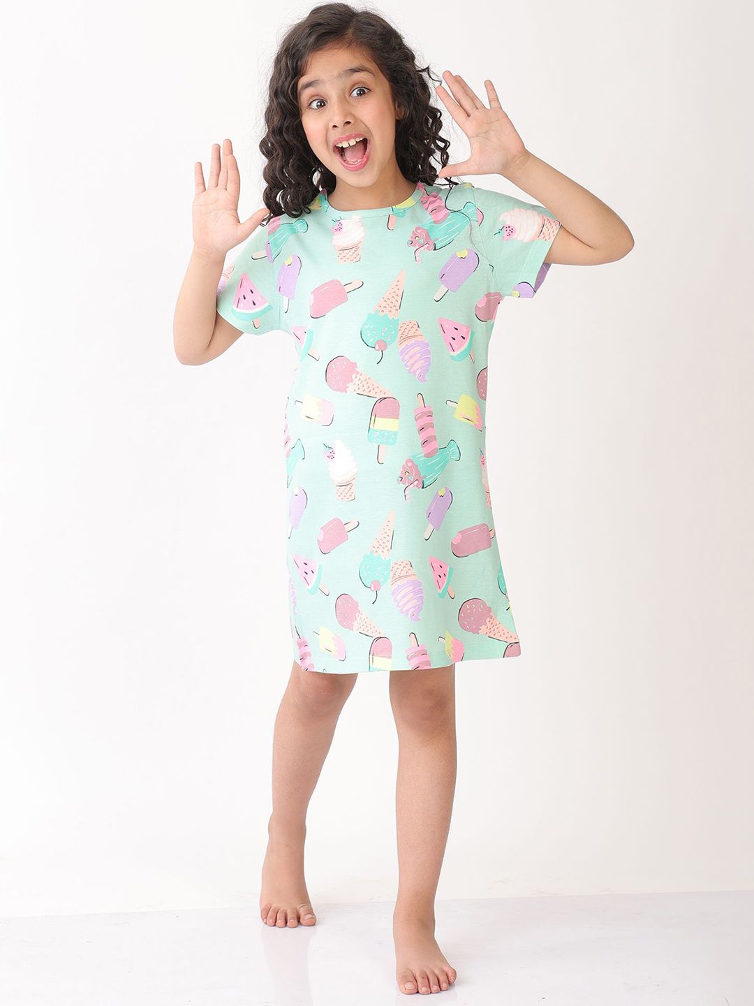 Girl Pack Of 3 Unicorn Star, Ice cream and Unicorn Planet Night Dress 3