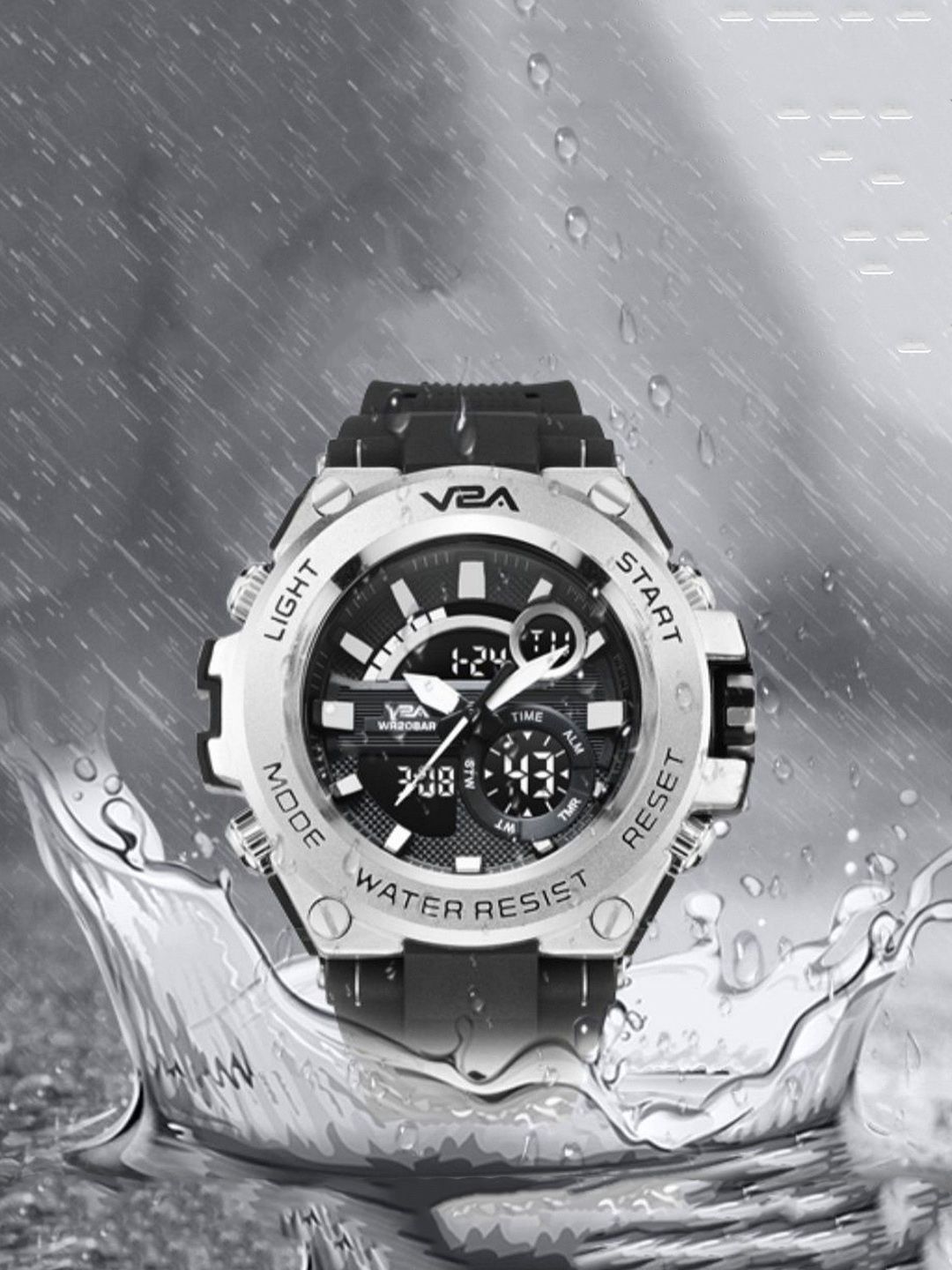 V2A Men Patterned Dial & Bracelet Style Straps Analogue Watch V2A-CS-1706A-Silver-0