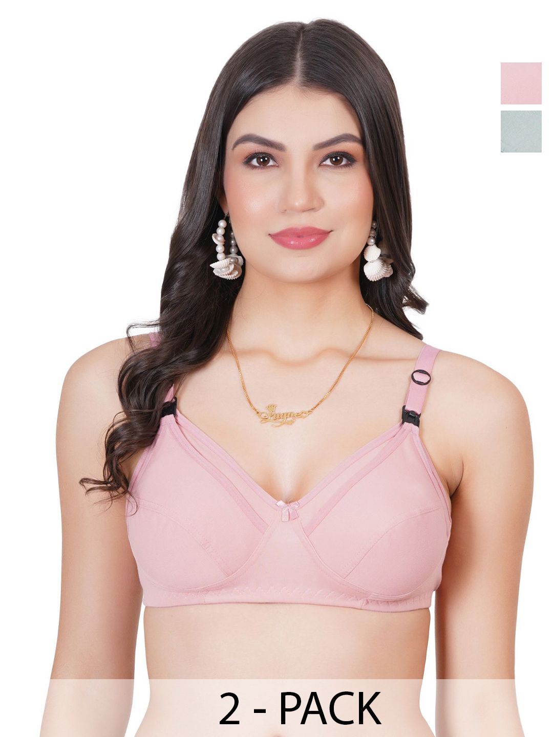Liigne Pack Of 2 Women Full Coverage Cotton Maternity Bra