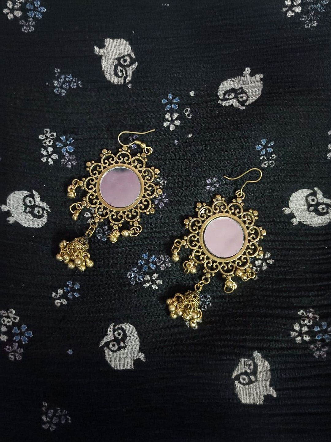 ZURIKRISHA Gold-Plated Artificial Stones Studded & Beads Beaded Dome Shaped Jhumkas