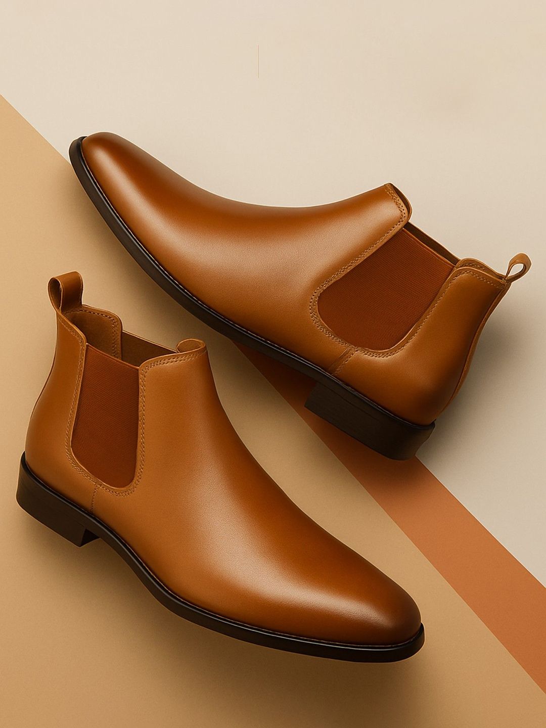 KRAASA Men Round Toe Chelsea Boots