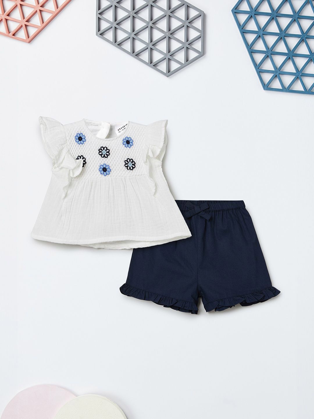Buy Max Girls Embroidered Sleeveless Pure Cotton Top With Shorts -  - Apparel for Girls
