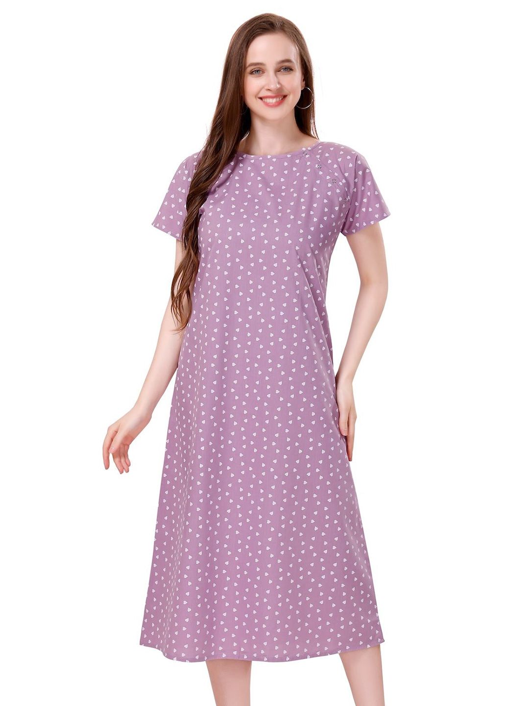 Piu Graphic Heart Printed Midi Nightdress