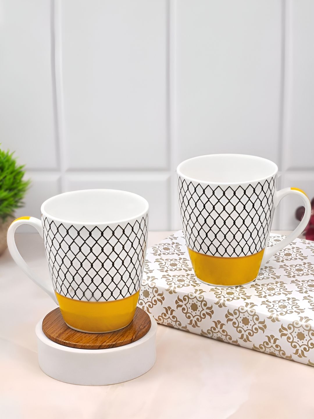 UPC Personalised On Bike White Checkered Ceramic Microwave Safe 2 Piece Mugs-280ml