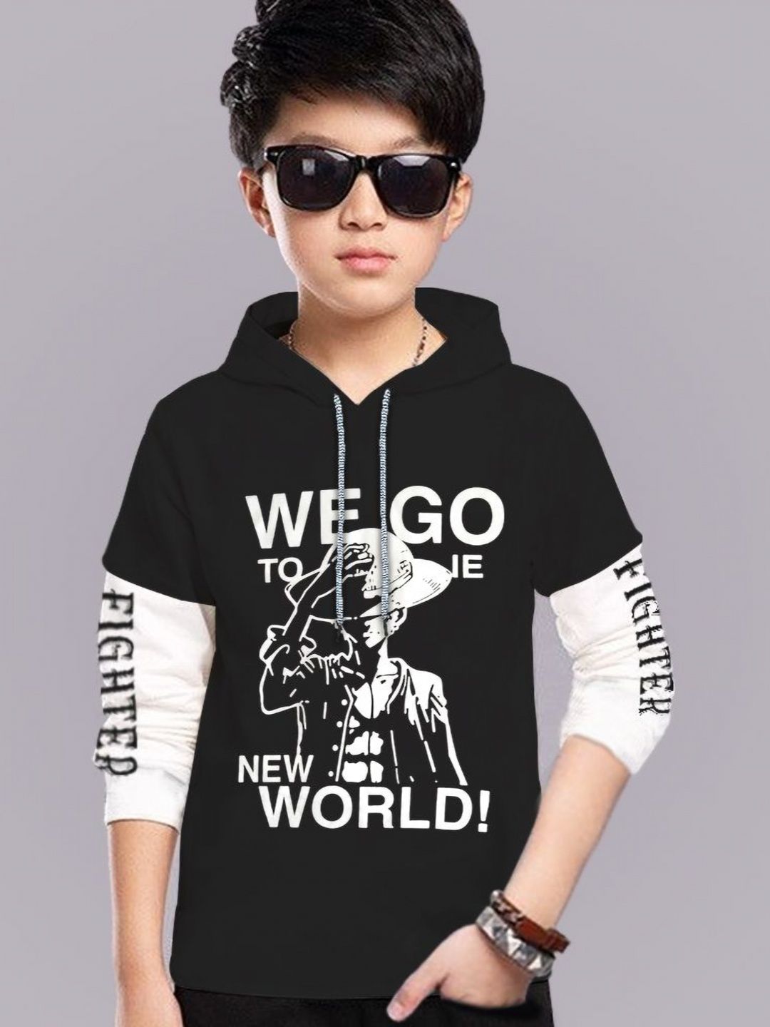 MYEONN Boys Graphic Printed Hooded Cotton T-shirt