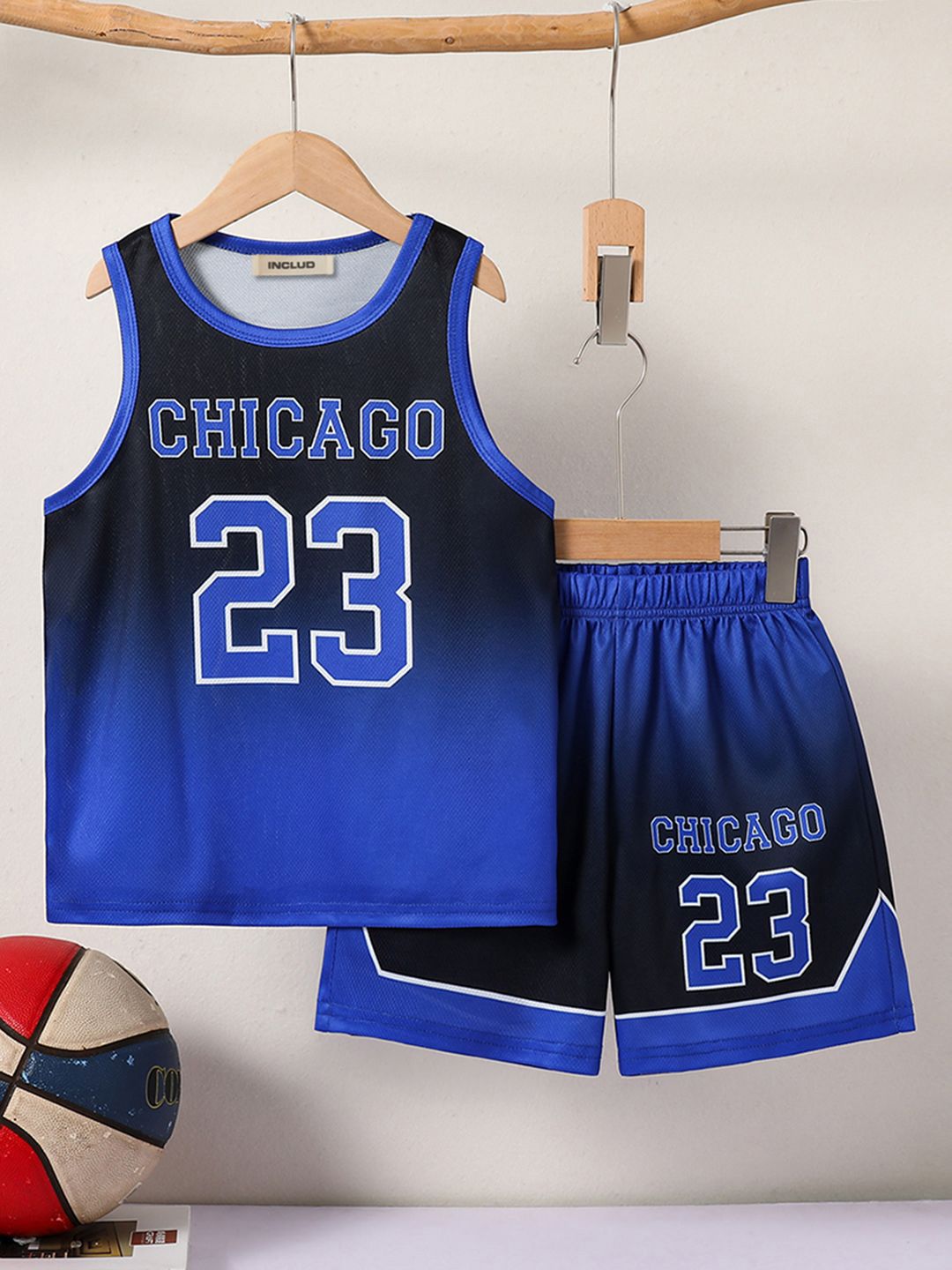 Buy INCLUD Boys Blue Printed Sleeveless T Shirt With Shorts Clothing Set -  - Apparel for Boys