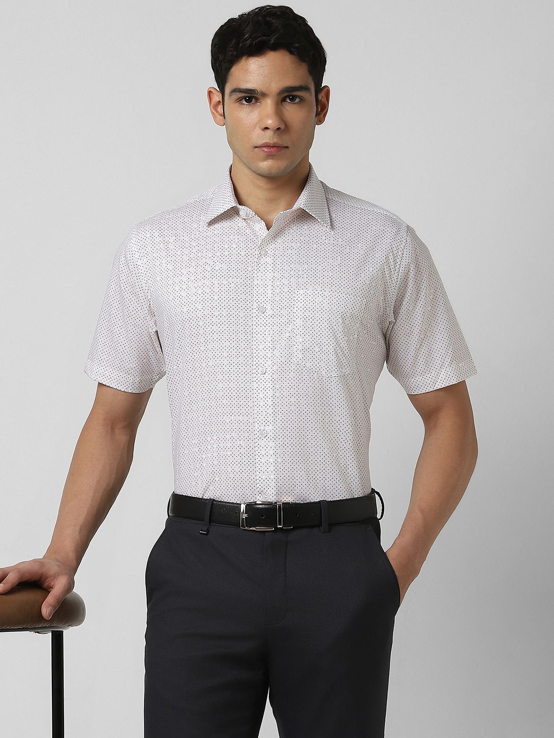 Van Heusen Micro Ditsy Printed Spread Collar Cotton Formal Shirt