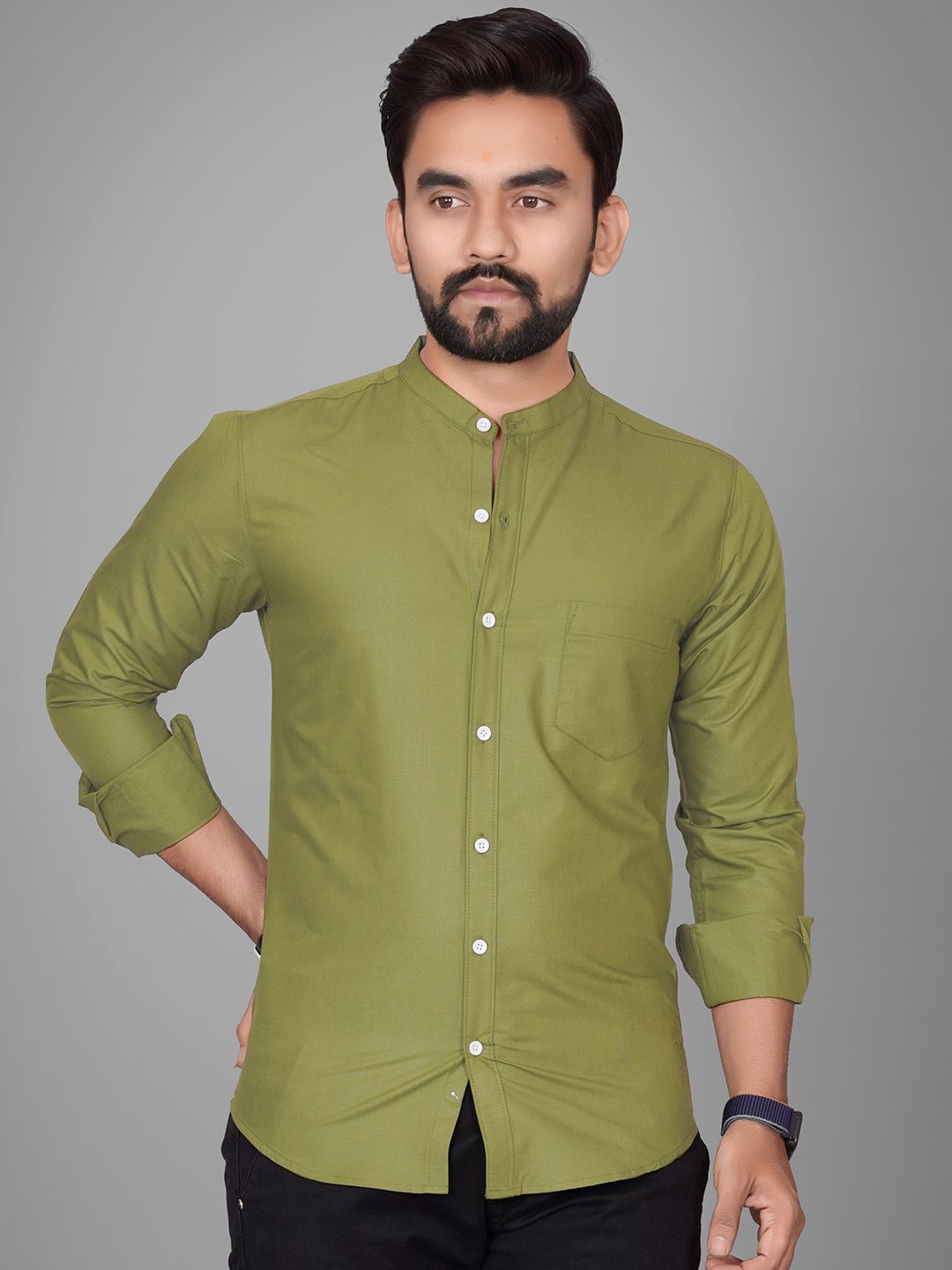 GLOBAL NOMAD Men Semi Sheer Formal Shirt