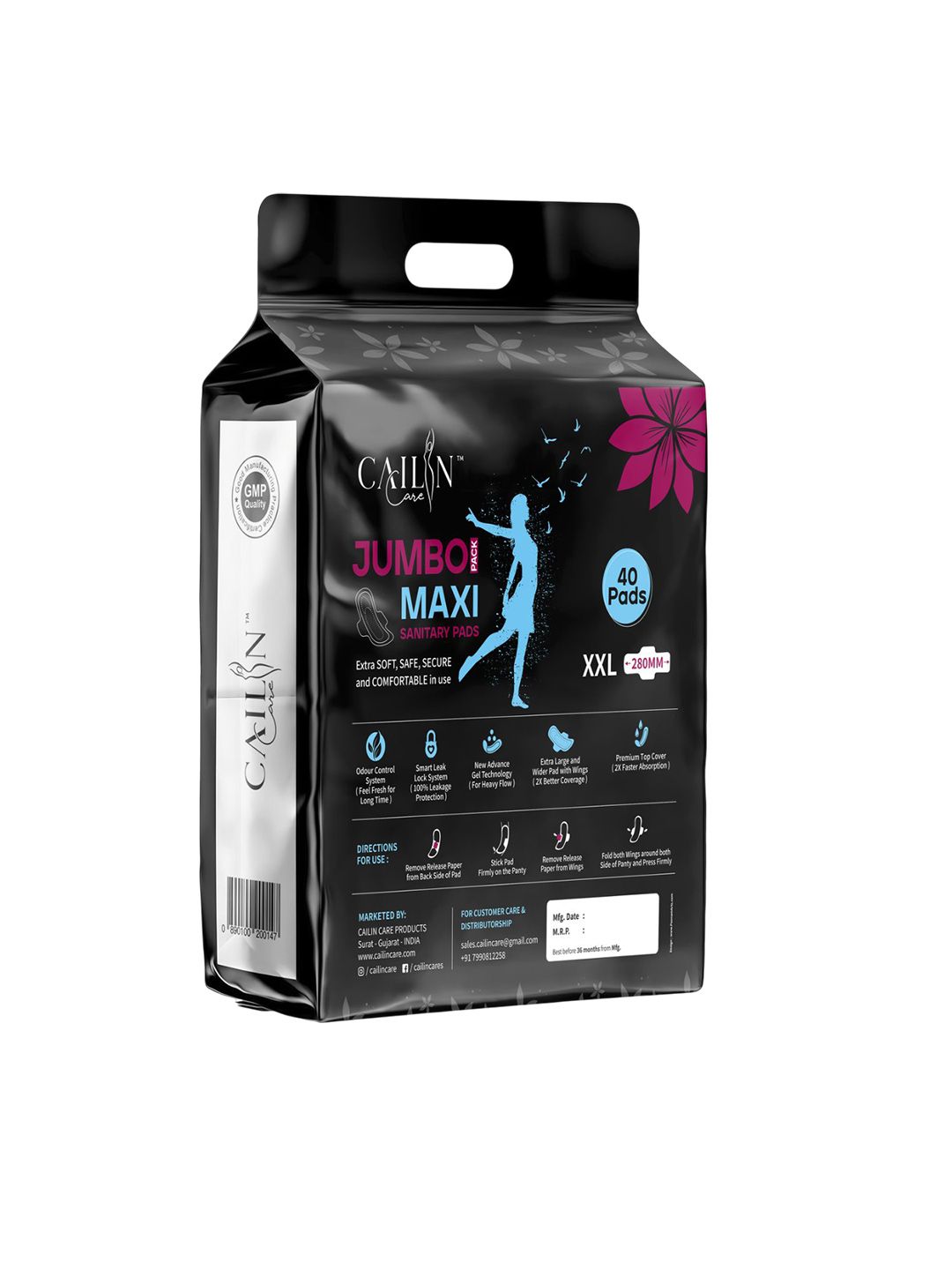 Cailin Care Jumbo Heavy Flow Maxi Sanitary Pads - XXL - 40 Pads