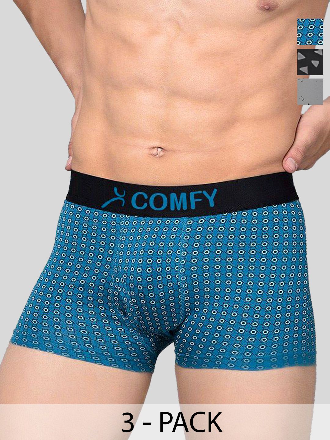 Buy AMUL COMFY Pack Of 3 Printed Breathable Trunks -  - Apparel for Men