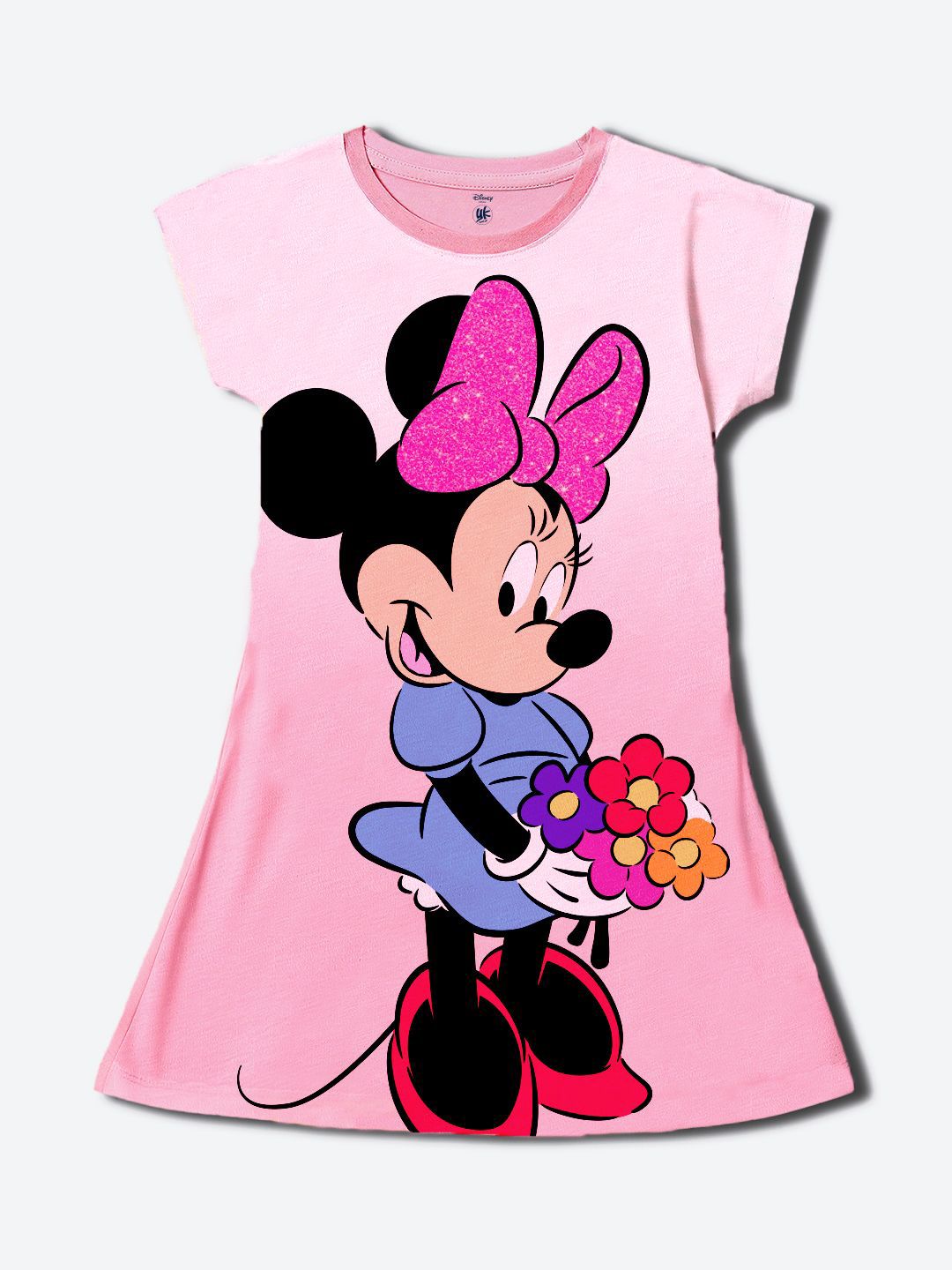 YK Disney Girls Graphic Printed A-Line Knee Length Dress