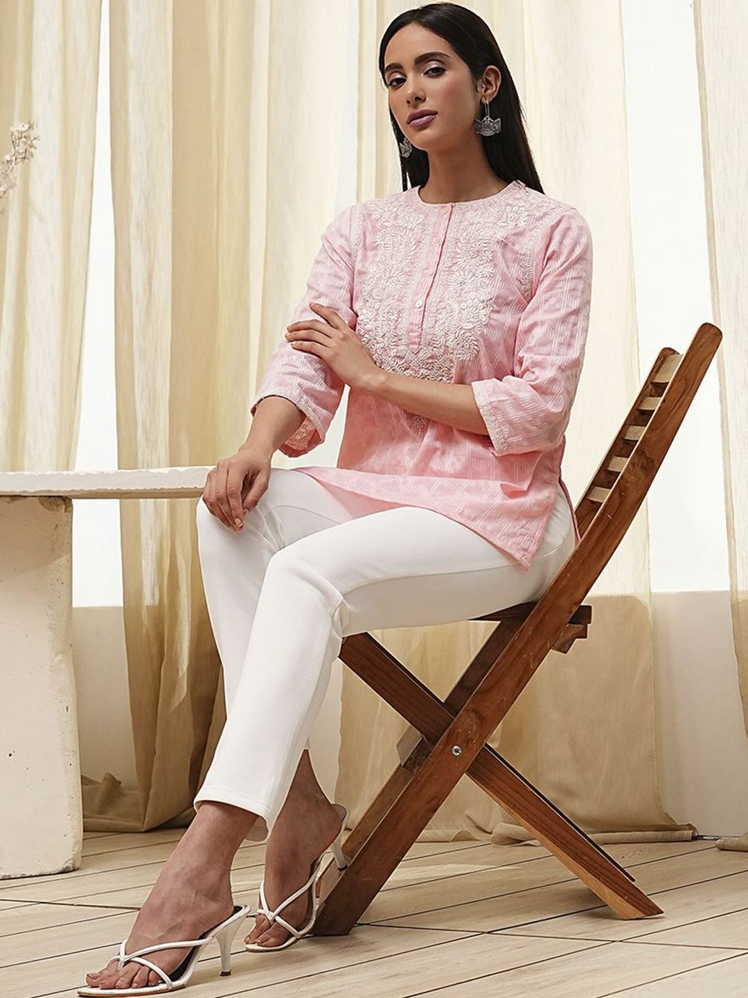 Biba Women Embroidered Thread Work Pure Cotton Kurti