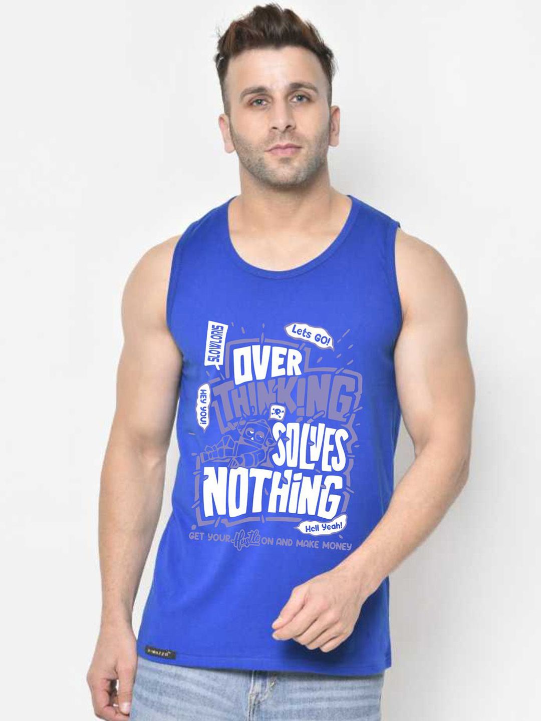 SLOWLORIS Printed Men Combed Cotton Gym Vest