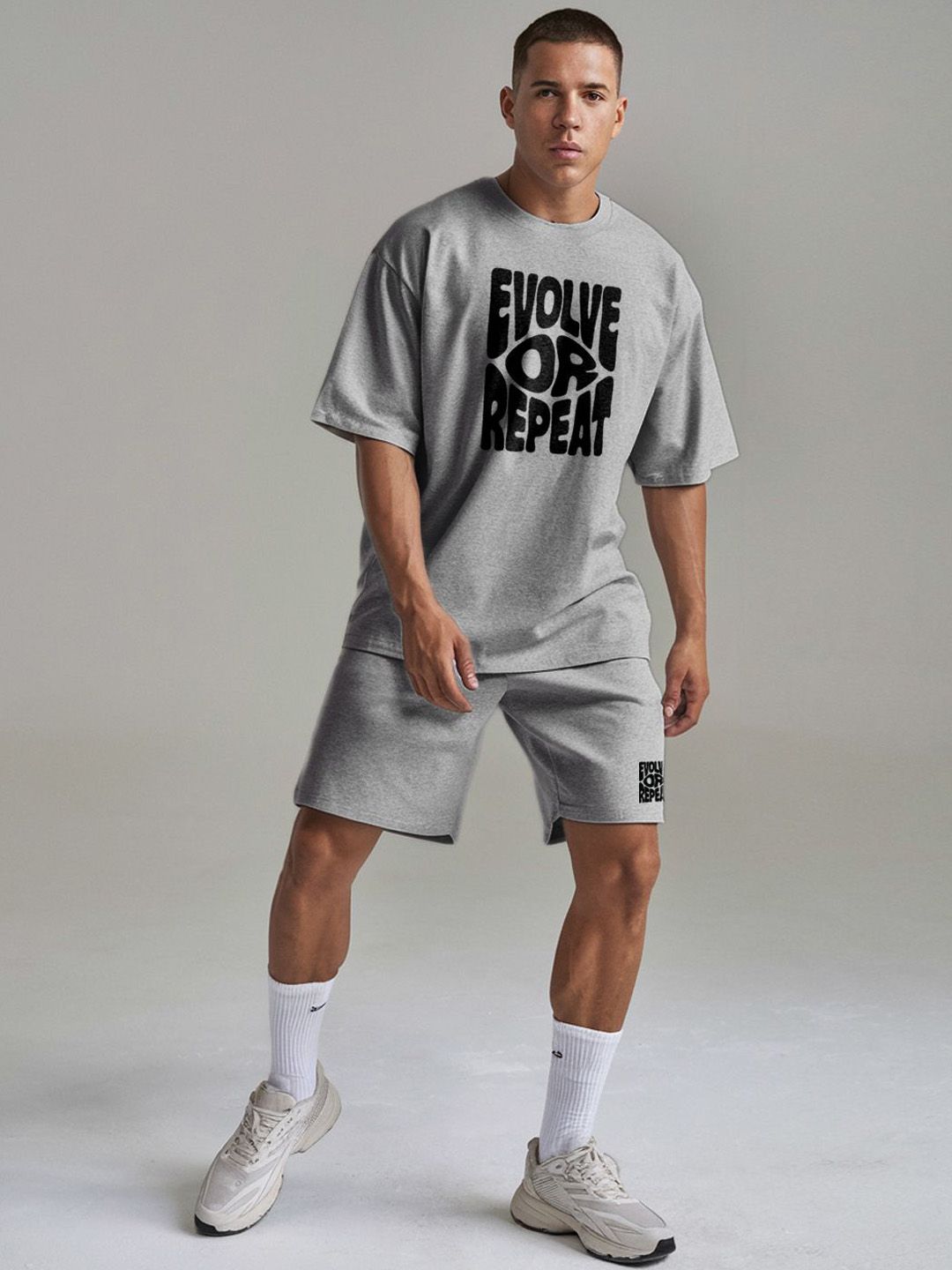 FFLIRTYGO Typography Printed Round Neck T-Shirt With Shorts Co-Ord Set