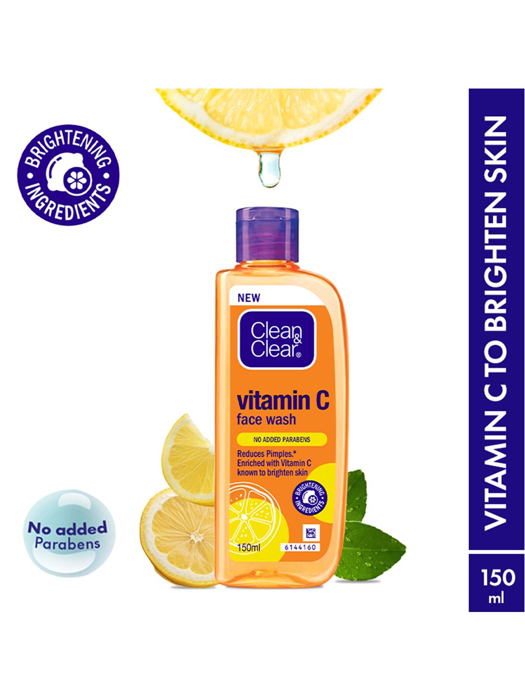 Clean&Clear Vitamin C Face Wash To Reduce Pimples & Brighten Skin - 150ml