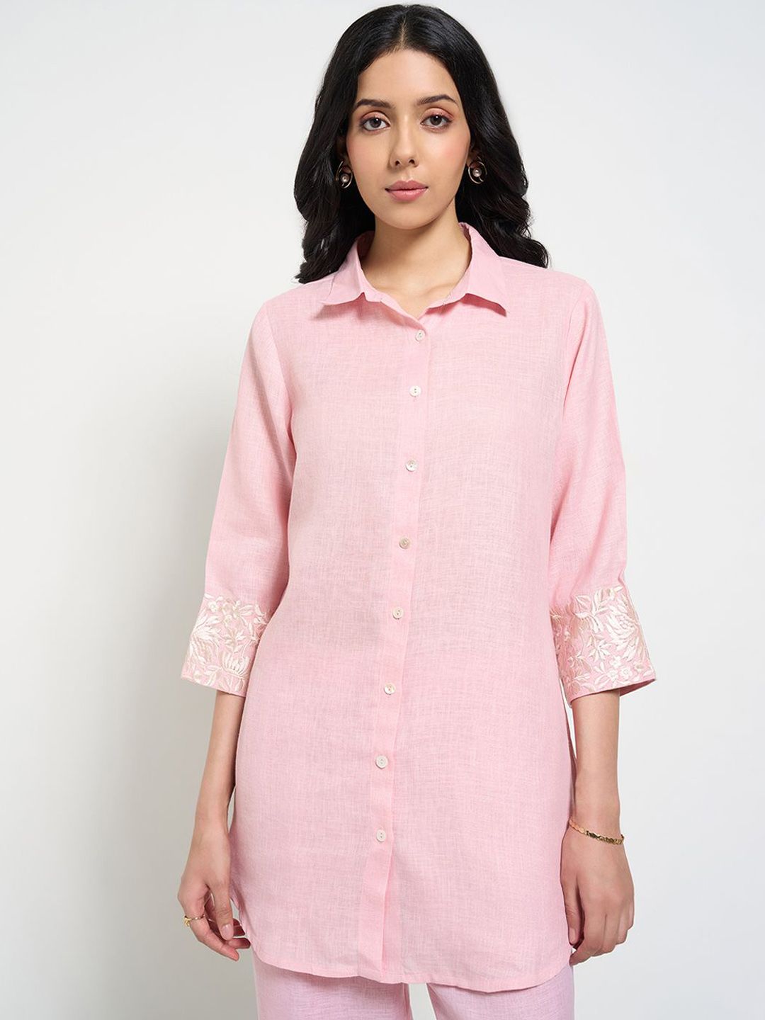 RANGMANCH BY PANTALOONS Shirt Collar Thread Work Pathani Kurta